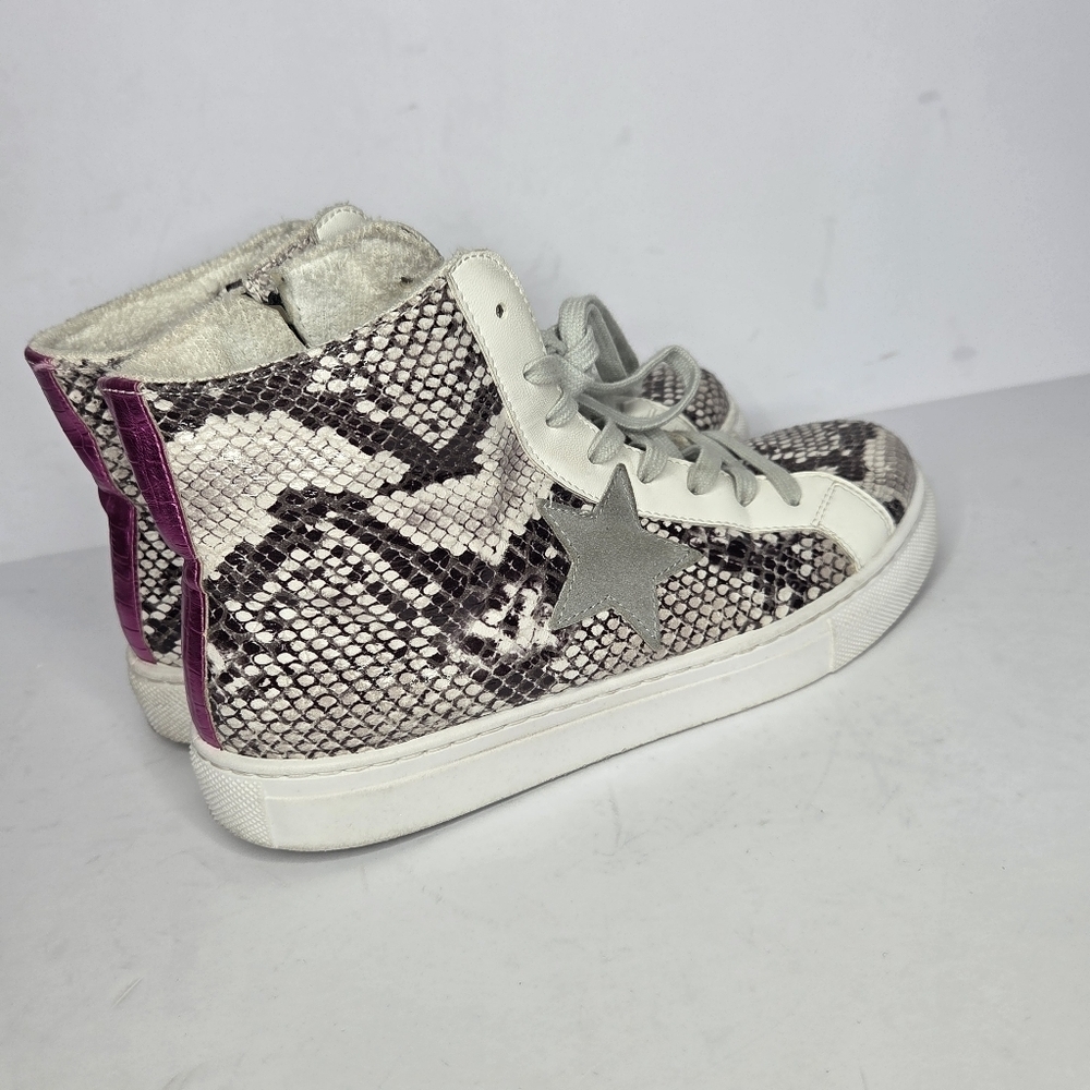 Steve Madden Jaren Snakeskin Star Lace High-Top Sneakers Women's Size 8.5 - Picture 4 of 11